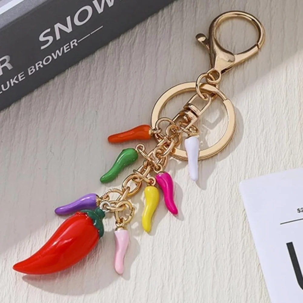 Bag charm purse charm Colorful Chili Pepper Keychain